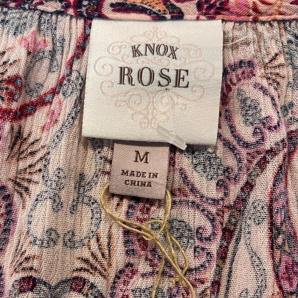 NWOT KNOX ROSE Flutter Short Sleeve Tiered Dress Crinkle Scroll Print Medium - Picture 10 of 10